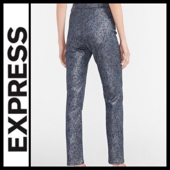 Express Slim Super High Rise Metallic Coated Jeans Size 4 $80 - Picture 2 of 5